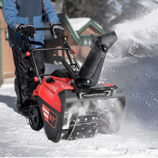 PowerSmart Snow Blower Gas Powered 21-Inch, 212cc Engine with Electric Start, LED Light, Single-Stage Snowblower PS21 Advanced