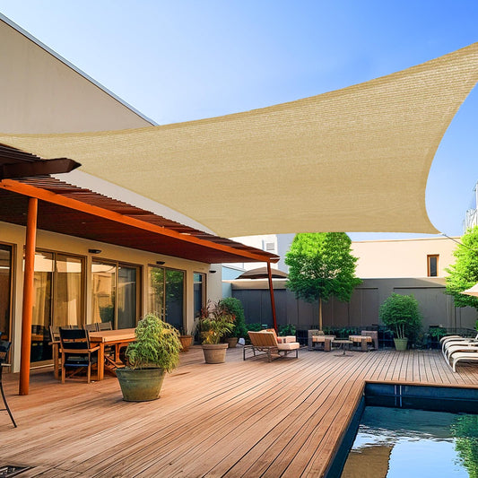 Shade&Beyond 8' x 10' Sun Shade Sail Canopy Rectangle Sand, UV Block Sunshade for Backyard Yard Deck Outdoor Facility and Activities