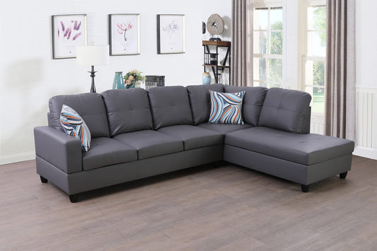 Andes Gray Microfiber Sofa with Chaise