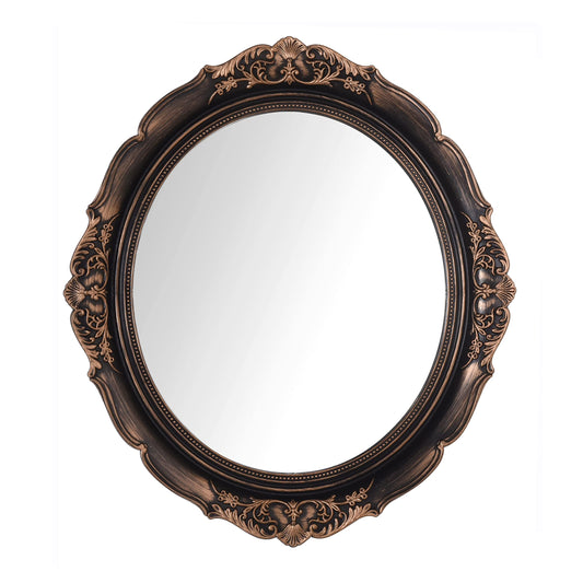 Tstarer Vintage Bronze Decorative Oval Wall Mirrors for Bedroom and Vanity Table Decor - 13.1 W x 14.8 L - inches (Bronze)