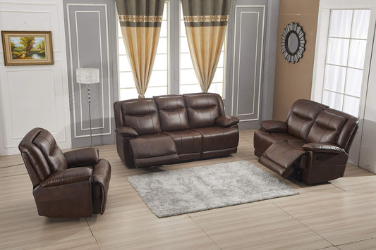 Bonded Leather Reclining Sofa Couch Set Living Room Set 8006 (Brown, Sofa+Loveseat+Recliner)