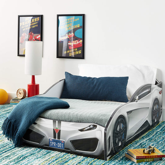 Cilek Spyder Race Car Toddler Bed Frame, Toddler White