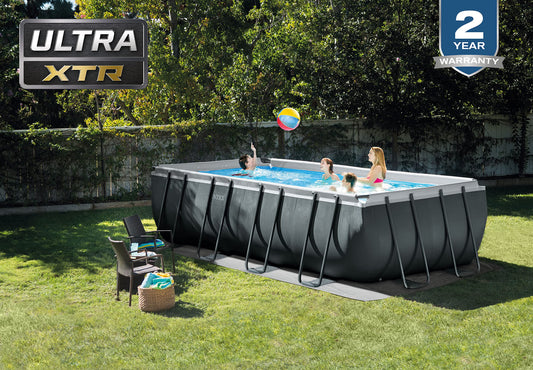 INTEX 26355EH Ultra XTR Deluxe Rectangular Above Ground Swimming Pool Set: 18ft x 9ft x 52in – Includes 1500 GPH Sand Filter Pump – SuperTough Puncture Resistant – Rust Resistant – Easy to Assemble