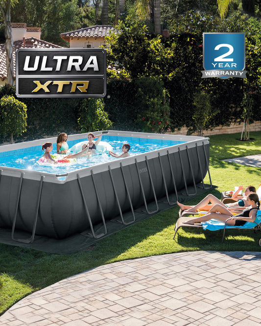 INTEX 26367EH Ultra XTR Deluxe Rectangular Above Ground Swimming Pool Set: 24ft x 12ft x 52in – Includes 2100 GPH Sand Filter Pump – Saltwater System – SuperTough Puncture Resistant – Rust Resistant