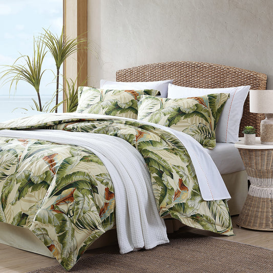 Tommy Bahama - King Comforter Set, Cotton Sateen Bedding with Matching Shams & Bedskirt, Home Decor for All Seasons (Palmiers Green, King)