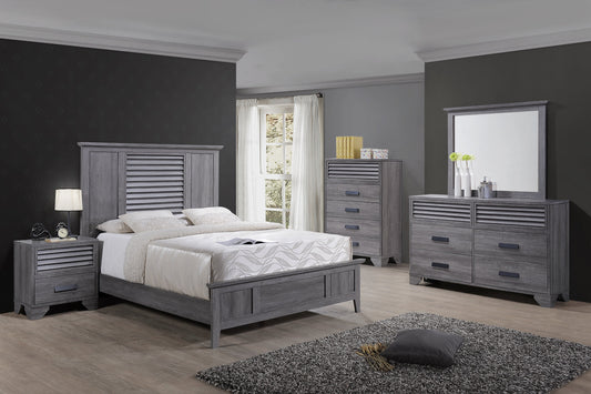 Sarter Gray Louvered King Bedroom Set