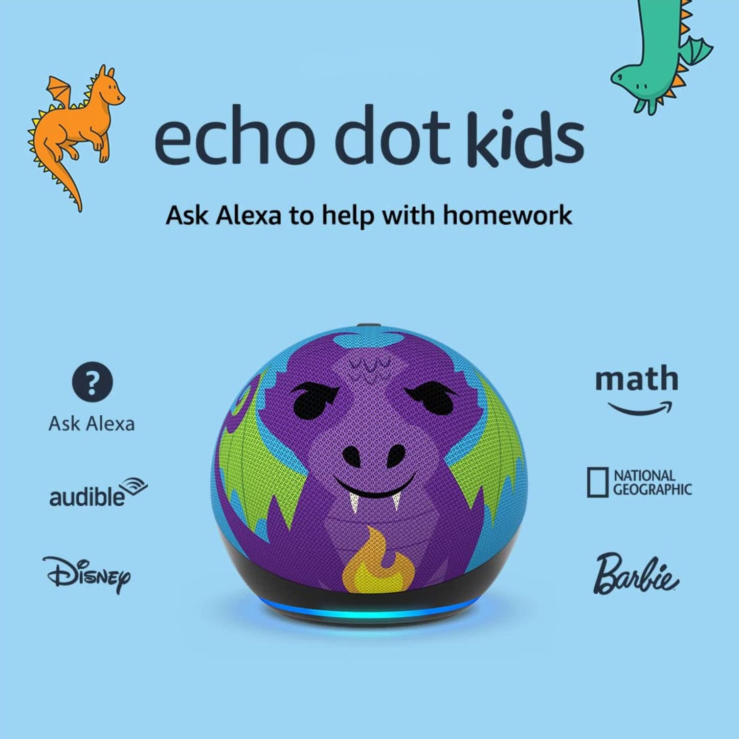 Echo Dot (5th Gen, 2022 release) Kids | Designed for kids, with parental controls | Dragon